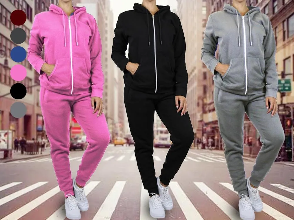 2-Piece: Women's Fleece-Lined Hoodie and Joggers Set