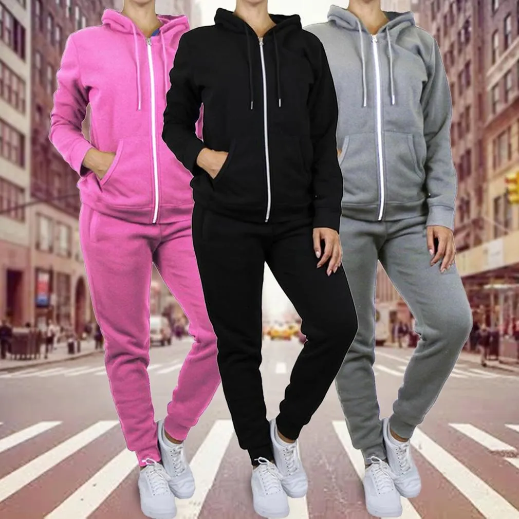 2-Piece: Women's Fleece-Lined Hoodie and Joggers Set