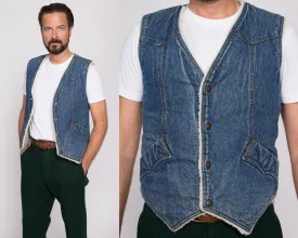 70s 80s Levis Denim Sherpa Vest - Men's Small