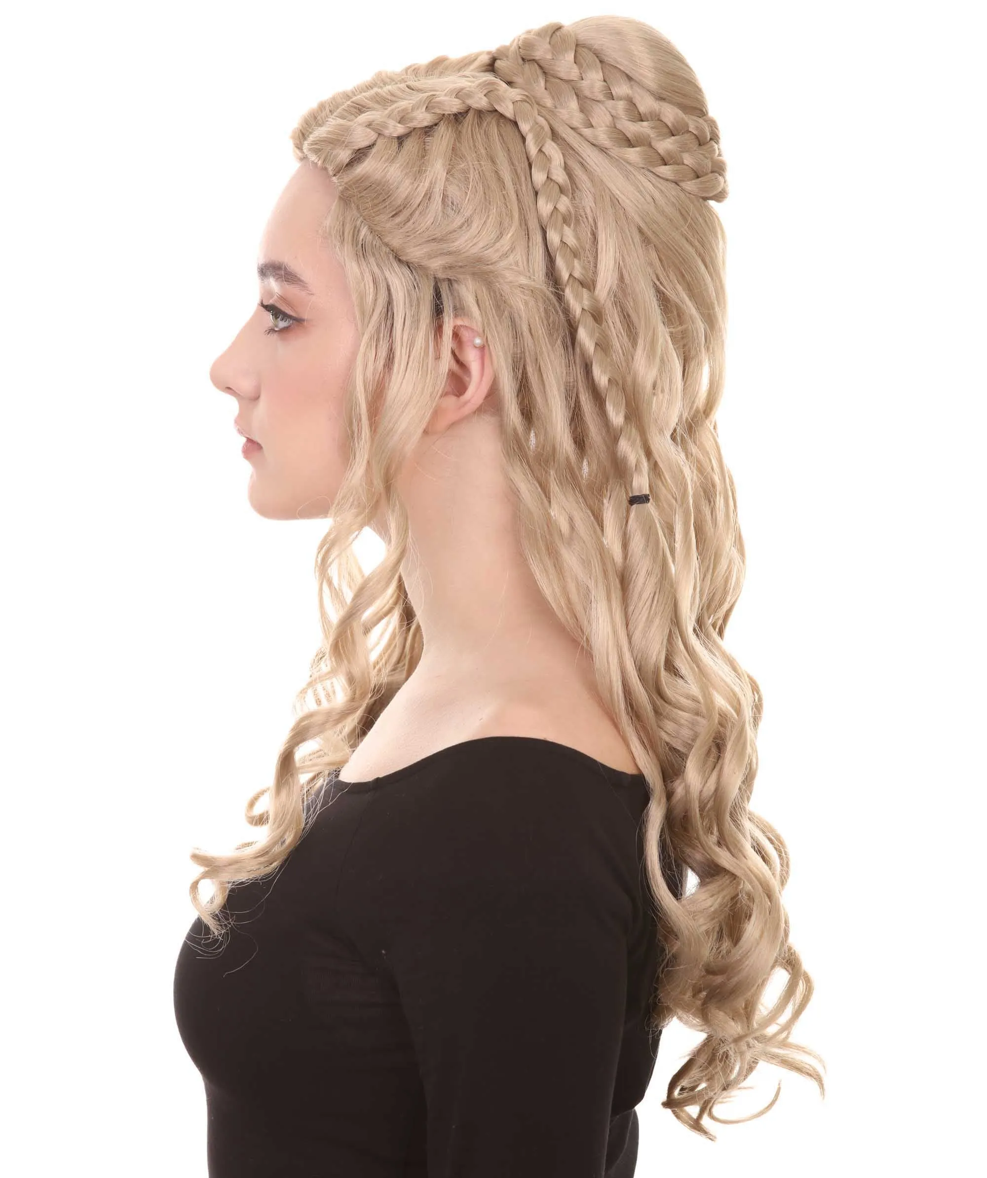 Adult Womens Queen Wig, Blonde Breathable Capless Designed Flame-retardant Synthetic Fiber