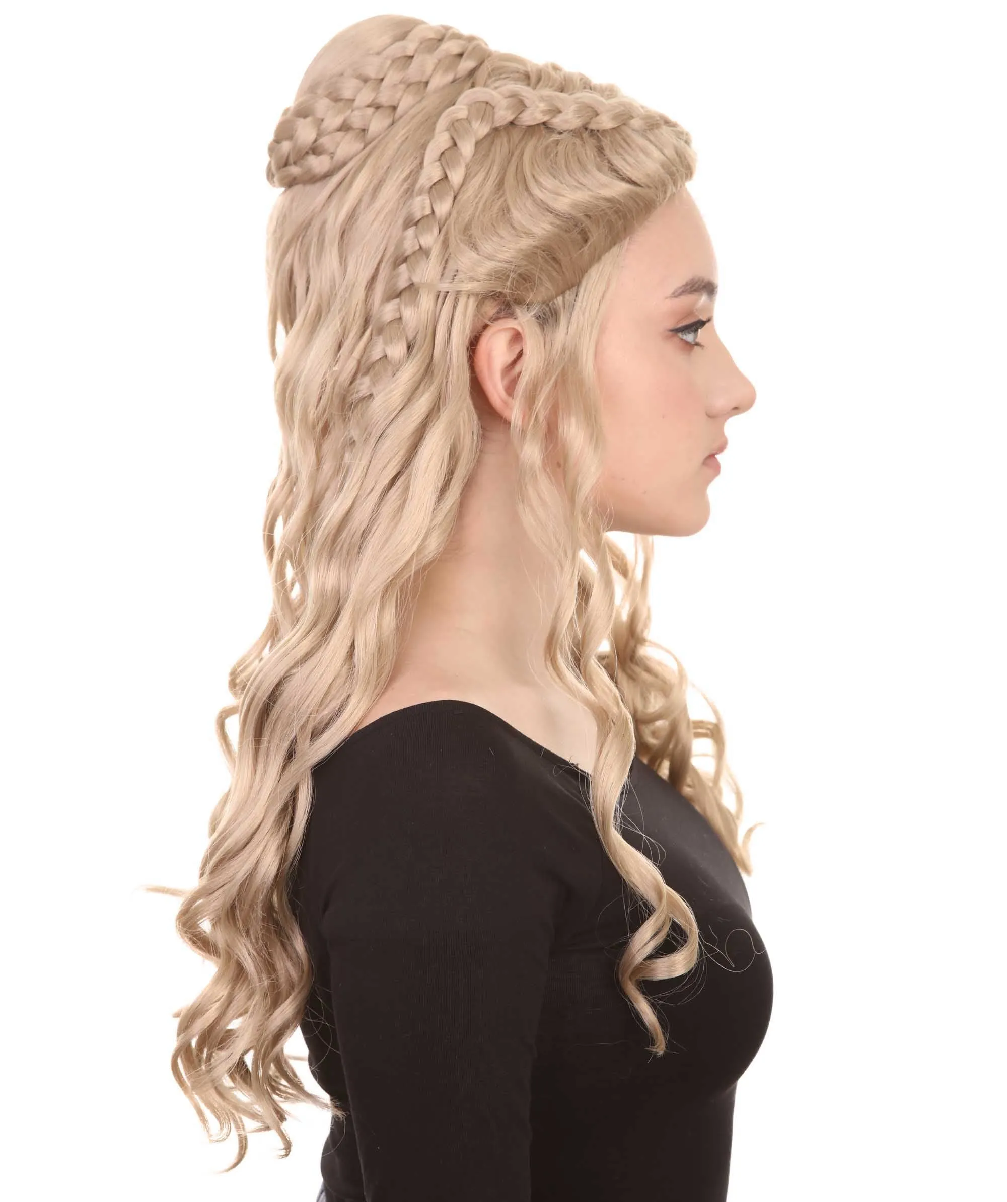 Adult Womens Queen Wig, Blonde Breathable Capless Designed Flame-retardant Synthetic Fiber