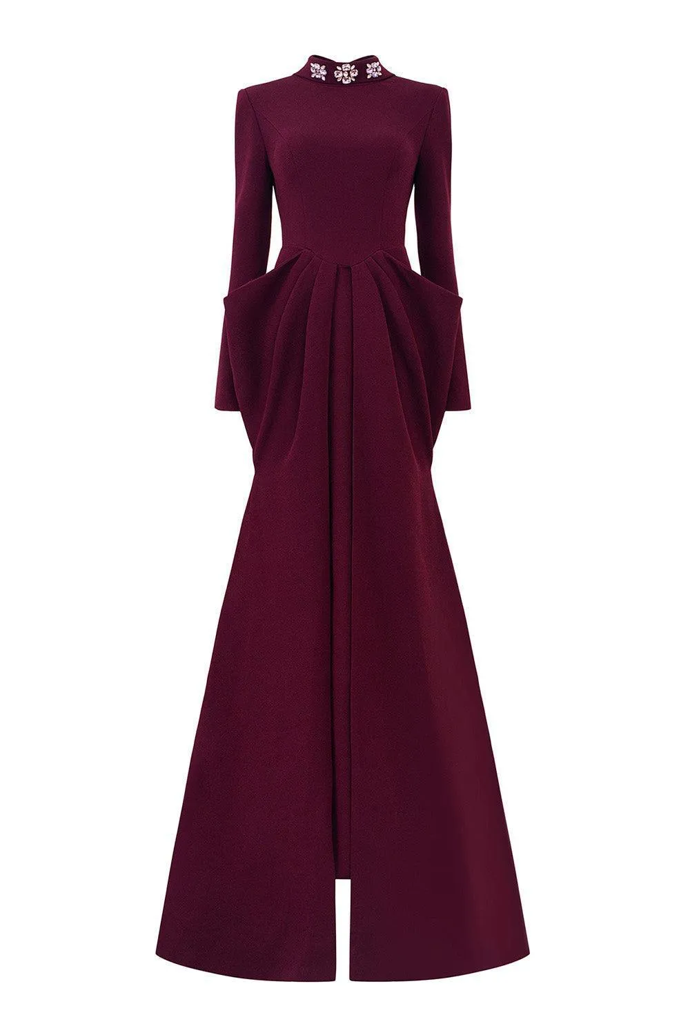 Alina Pegged Draped Velvet Floor Length Dress