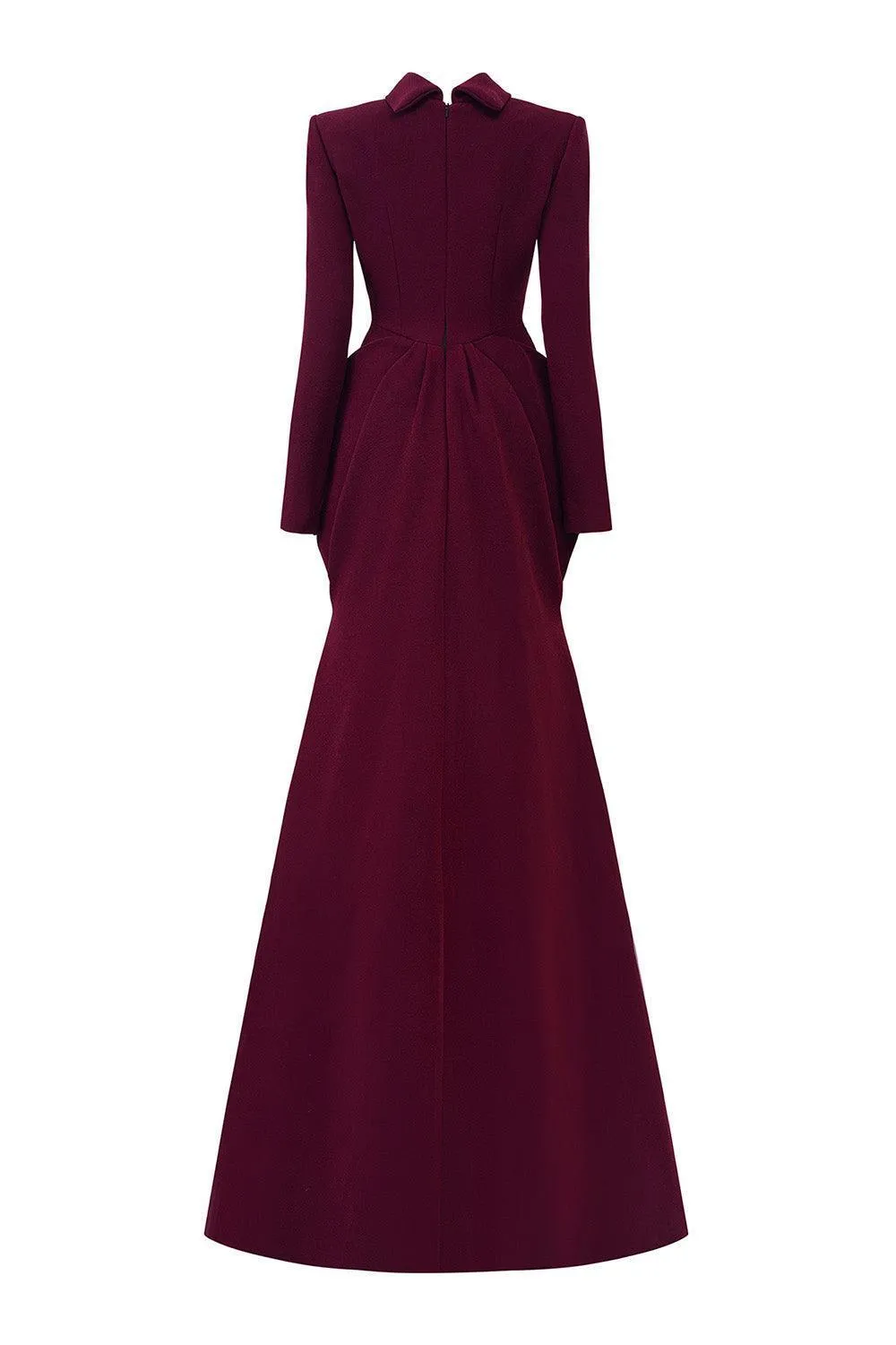 Alina Pegged Draped Velvet Floor Length Dress