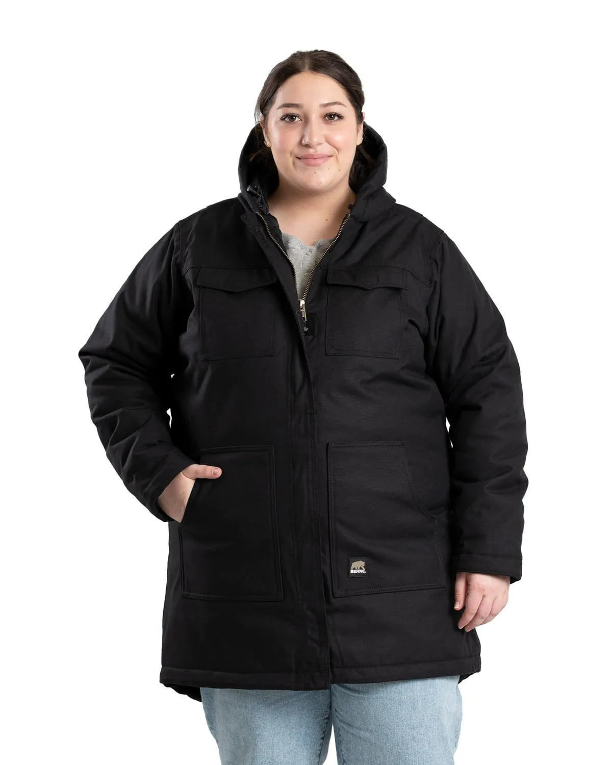 Berne Womens Icecap Parka Black 100% Nylon Insulated Jacket