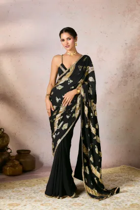 Black Potters Touch Gota Saree