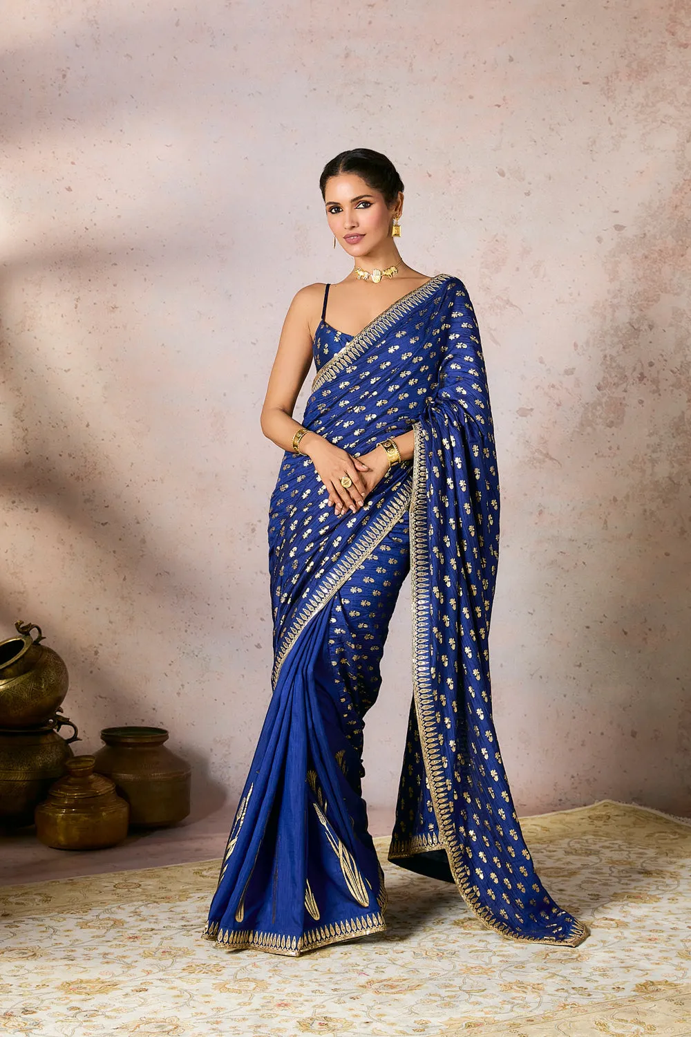 Blue Whispering Lily Crush Saree