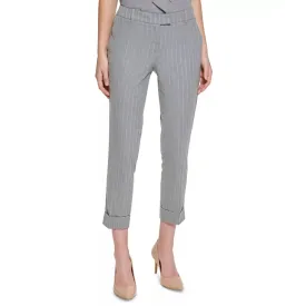 CALVIN KLEIN - Pinstriped Slim Leg Cropped Pants