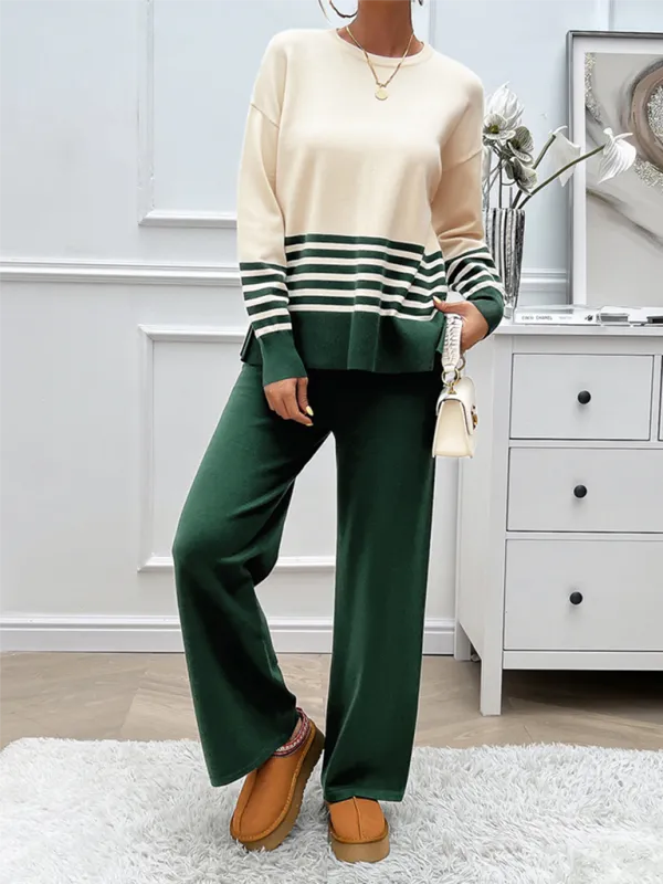 Casual Pants & Sweater Set in Knit Texture