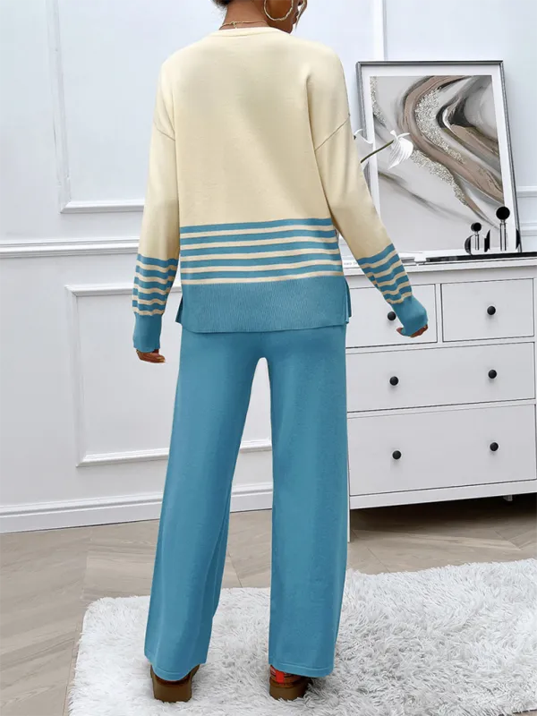 Casual Pants & Sweater Set in Knit Texture