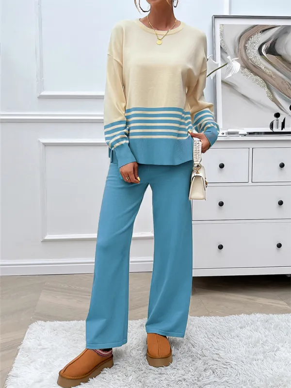 Casual Pants & Sweater Set in Knit Texture