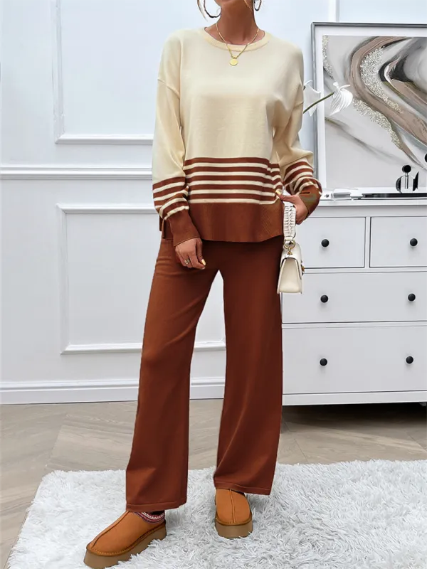 Casual Pants & Sweater Set in Knit Texture