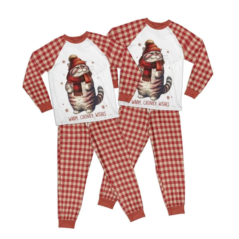 Cat Warm Chonky Wishes Kid Pajamas Set Matching