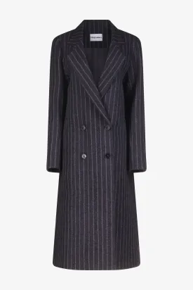 Chalk Pinstripe Oversized Tailored Coat