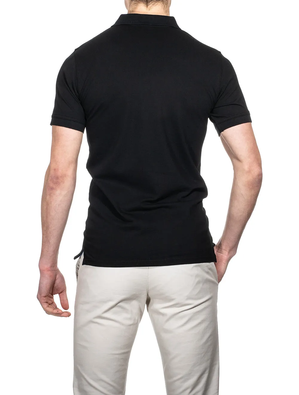 Contrast Collar Pique Short Sleeved Rugger Black