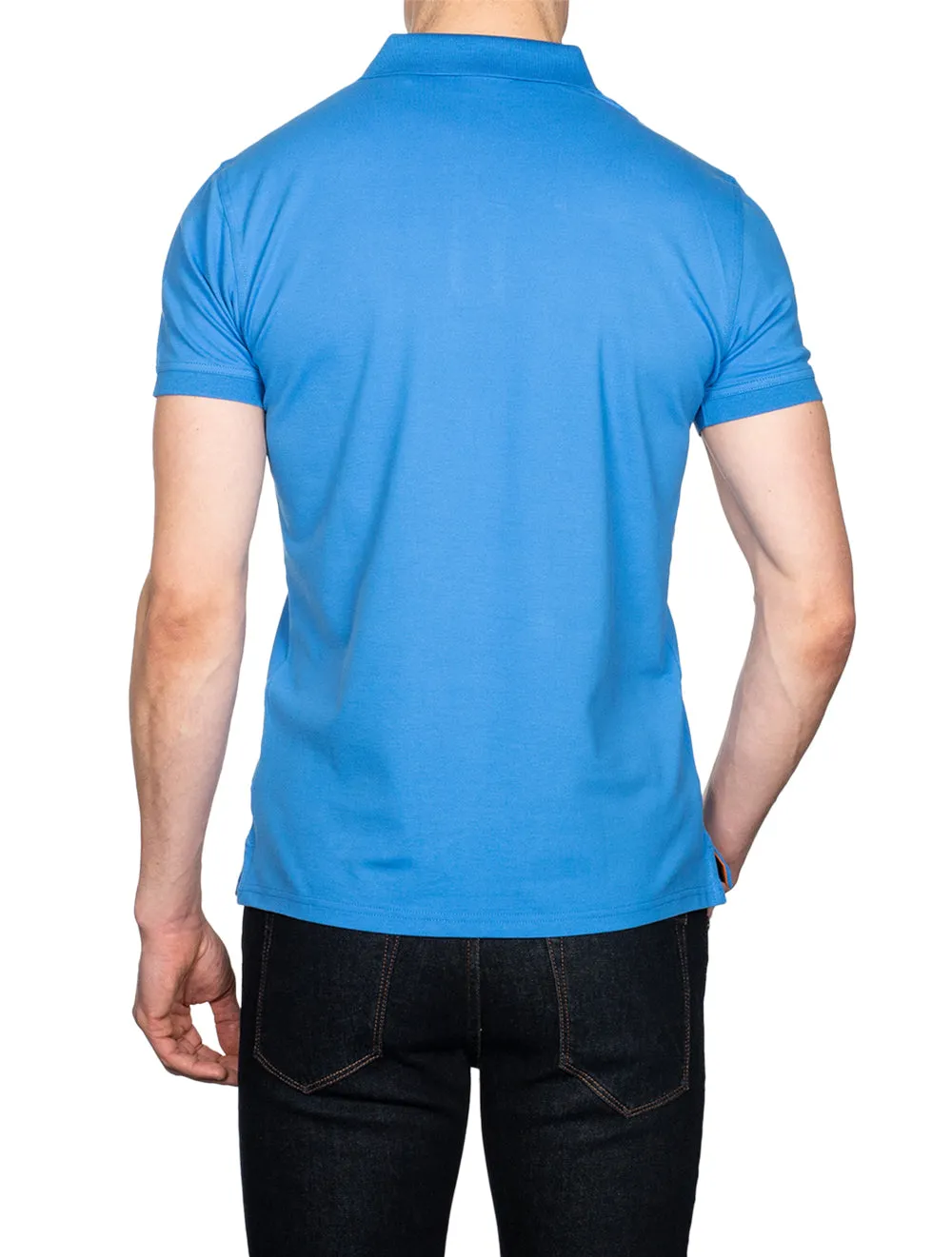 Contrast Collar Pique Short Sleeved Rugger Day Blue