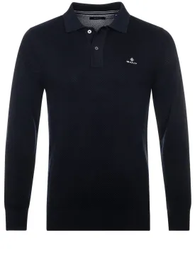 Cotton Piqué Polo Sweater Evening Blue