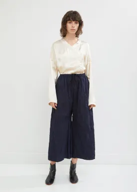 Crinkled Wide Leg Drawstring Pants