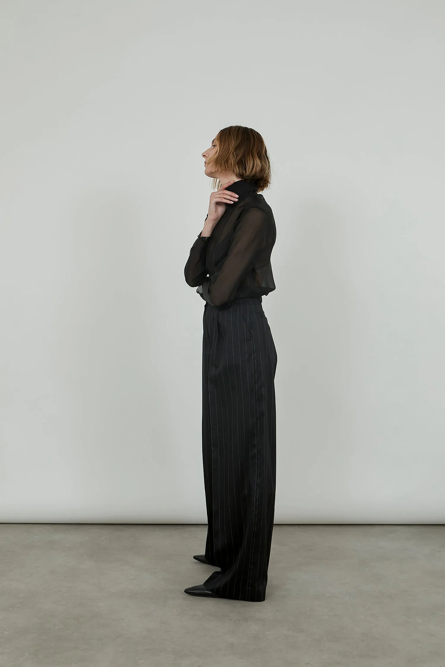 Dalida trousers | Pinstriped - Virgin wool & silk blend