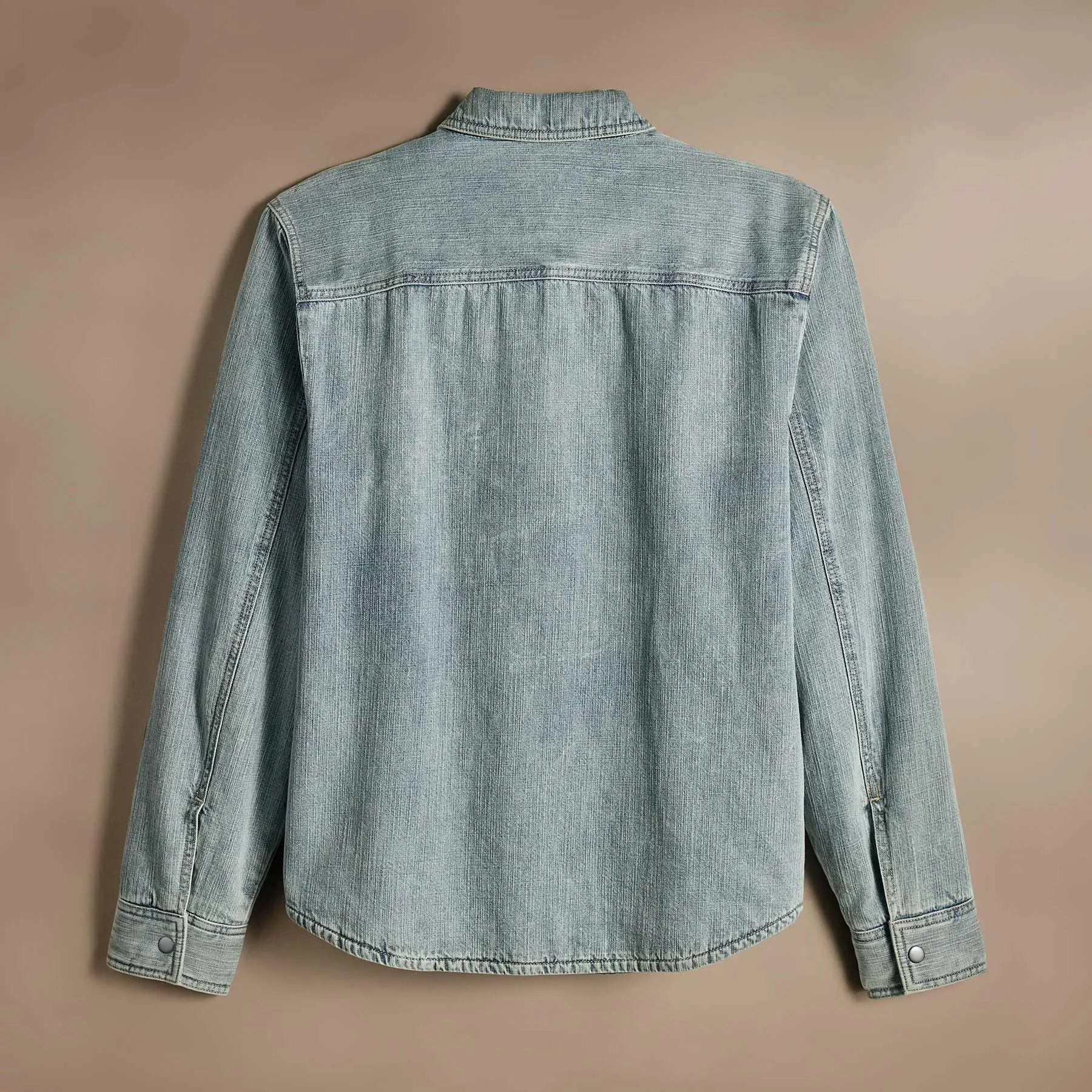 Denim Sherpa Shirt Jacket - Bleach Wash