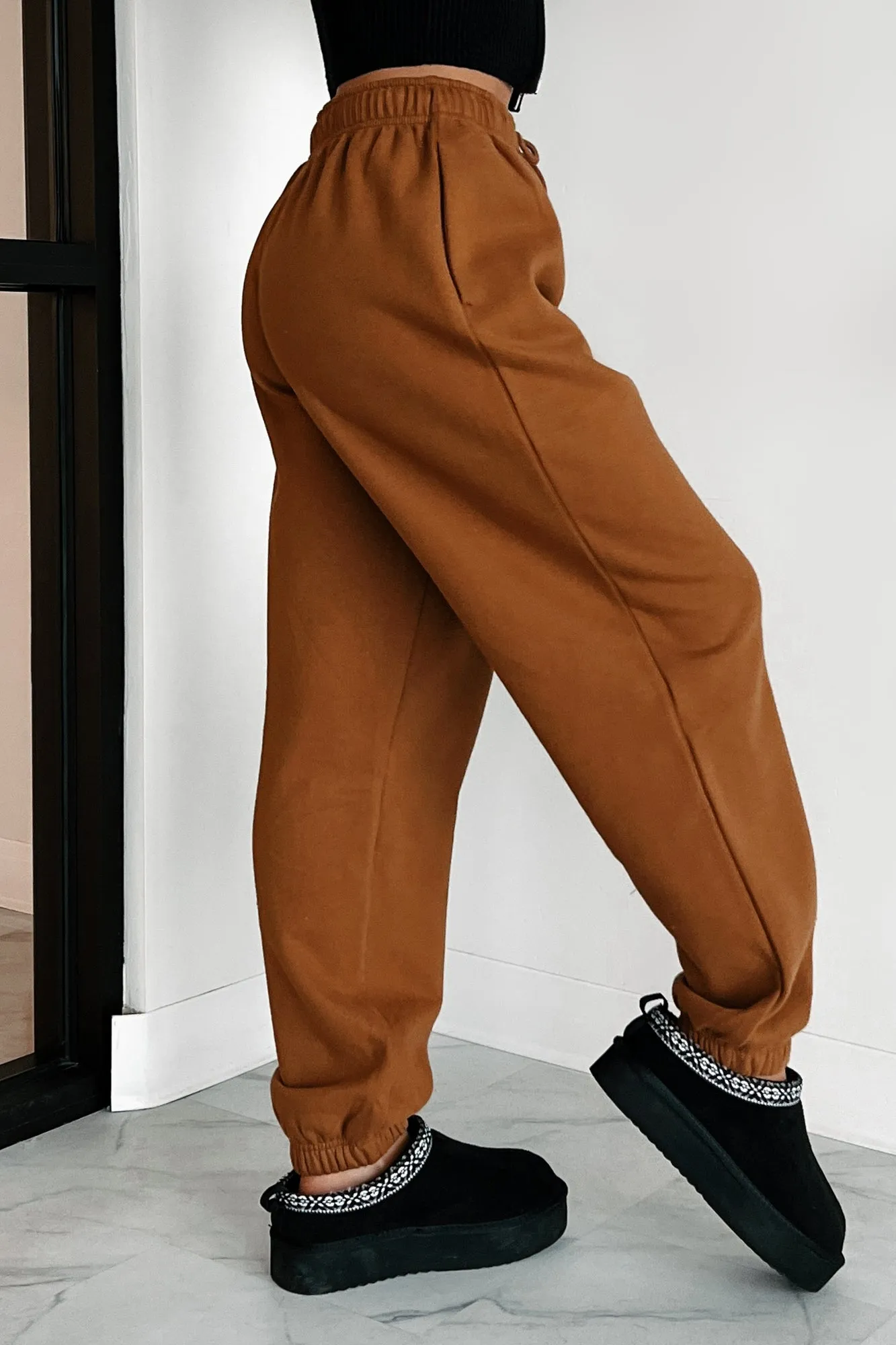 DOORBUSTER Gloomy Days Drawstring Waist Joggers (Pale Brown)