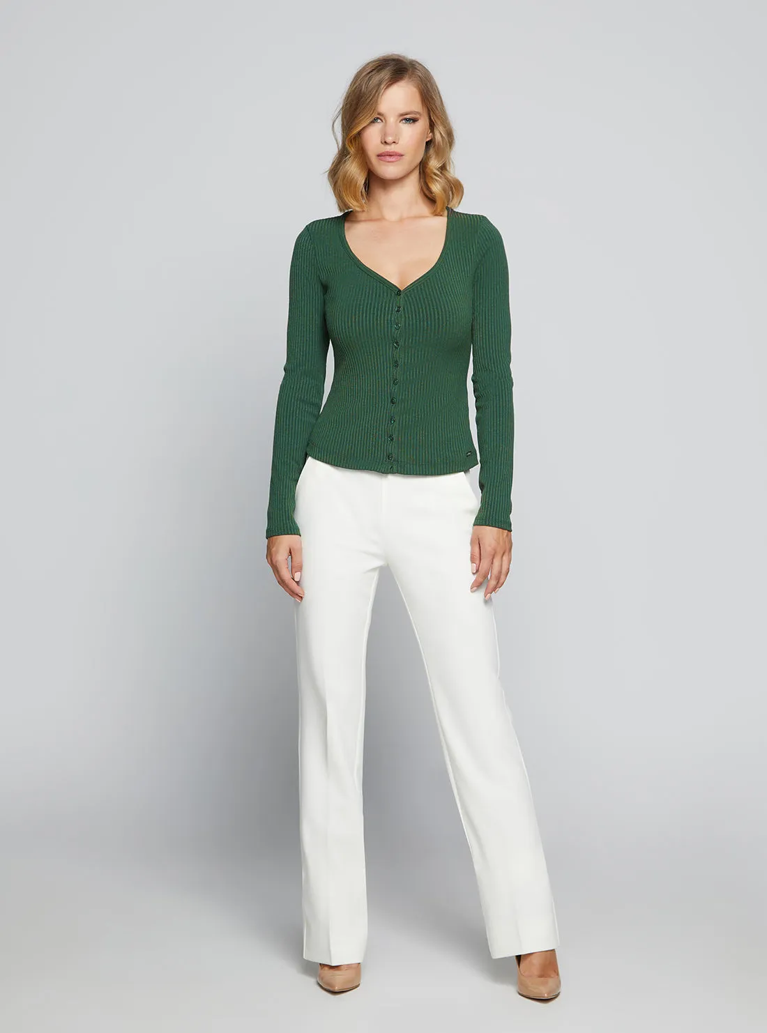 Eco Green Raylynn Rib Henley Top