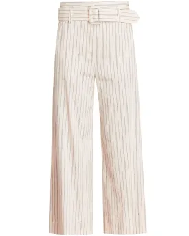 Ecru and Black Pinstriped Dexter Pant