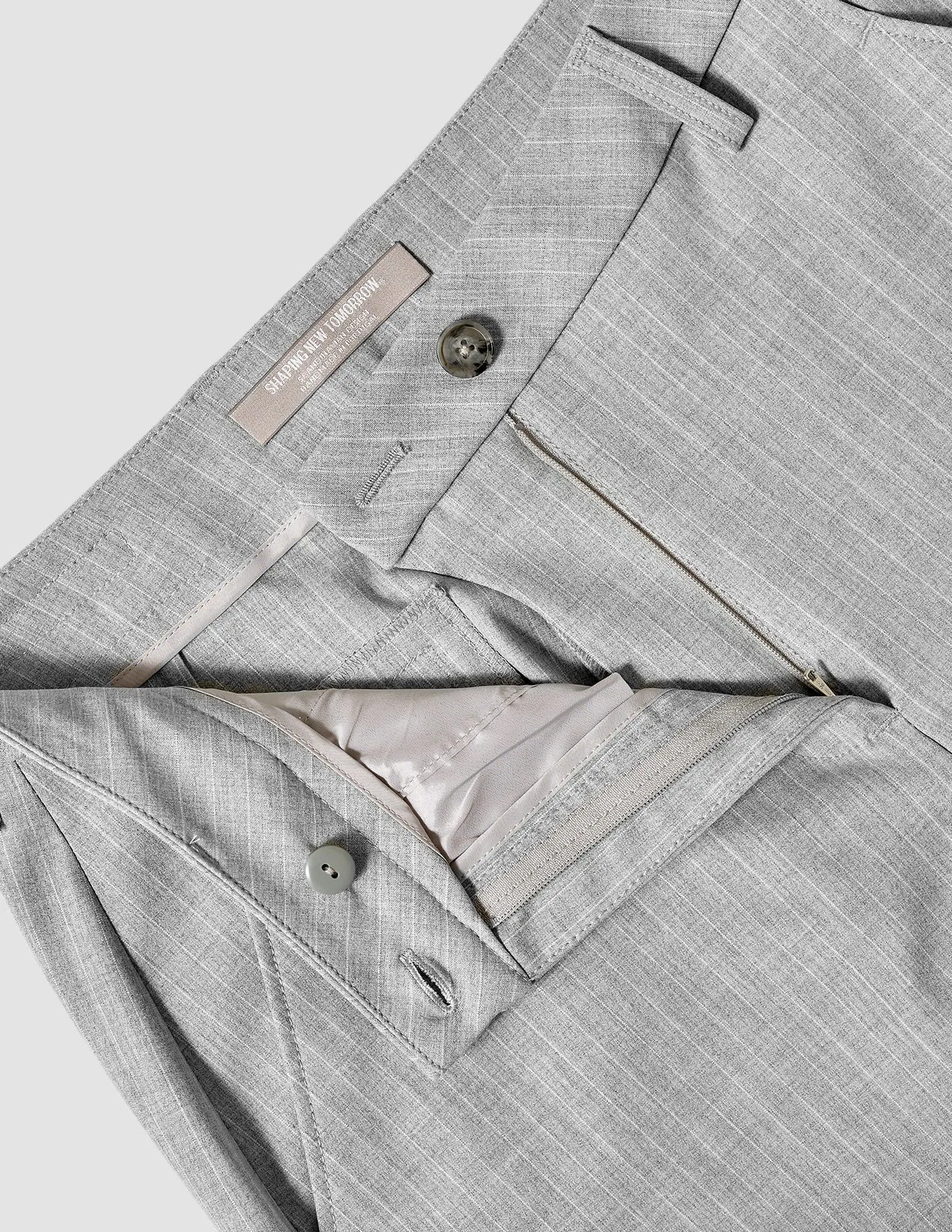 Essential Pants Tapered Light Grey Pinstriped