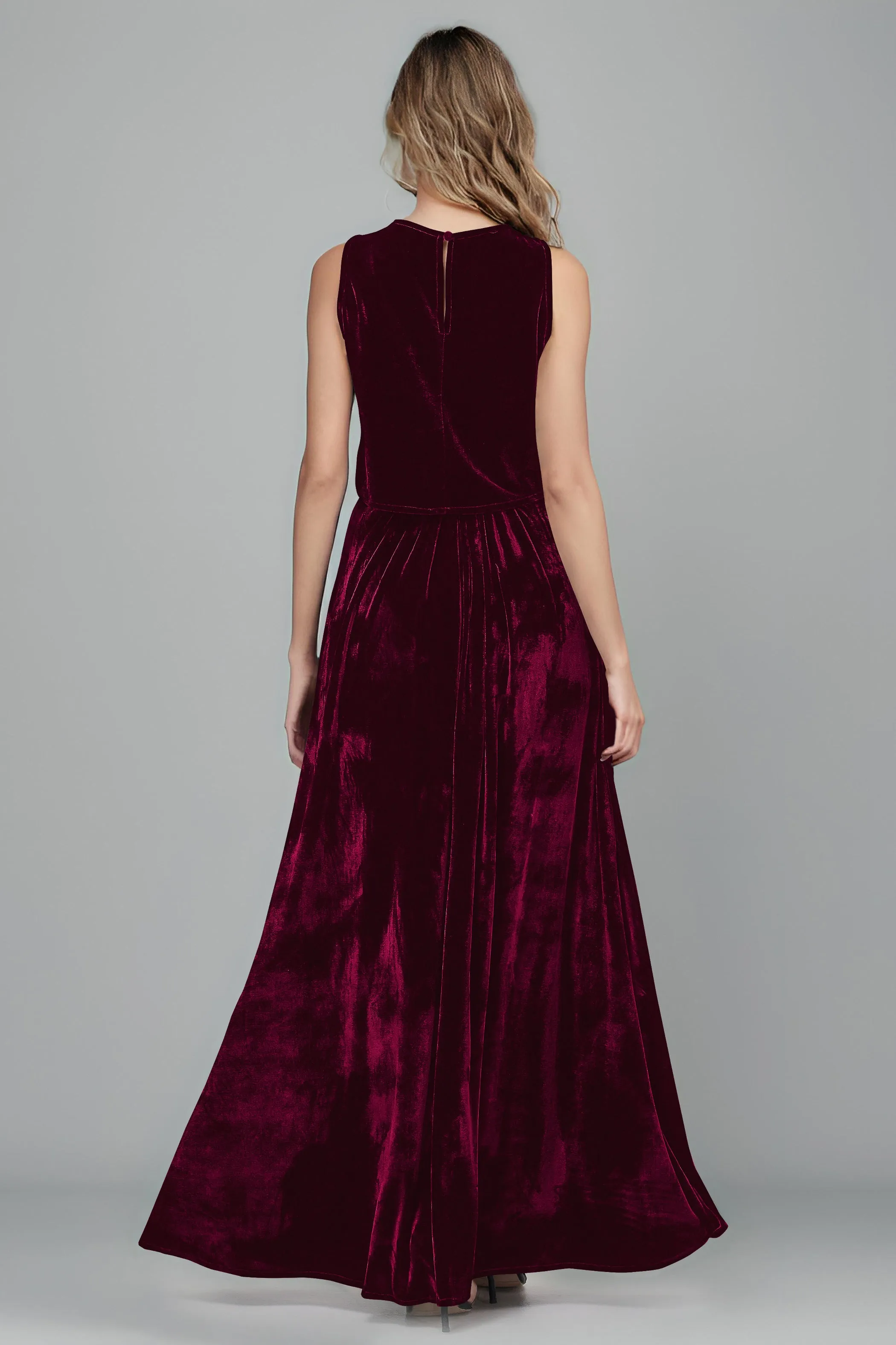 Floor Length Two-Pieces A-Line Sleeveless Velvet Bridesmaid Dresses