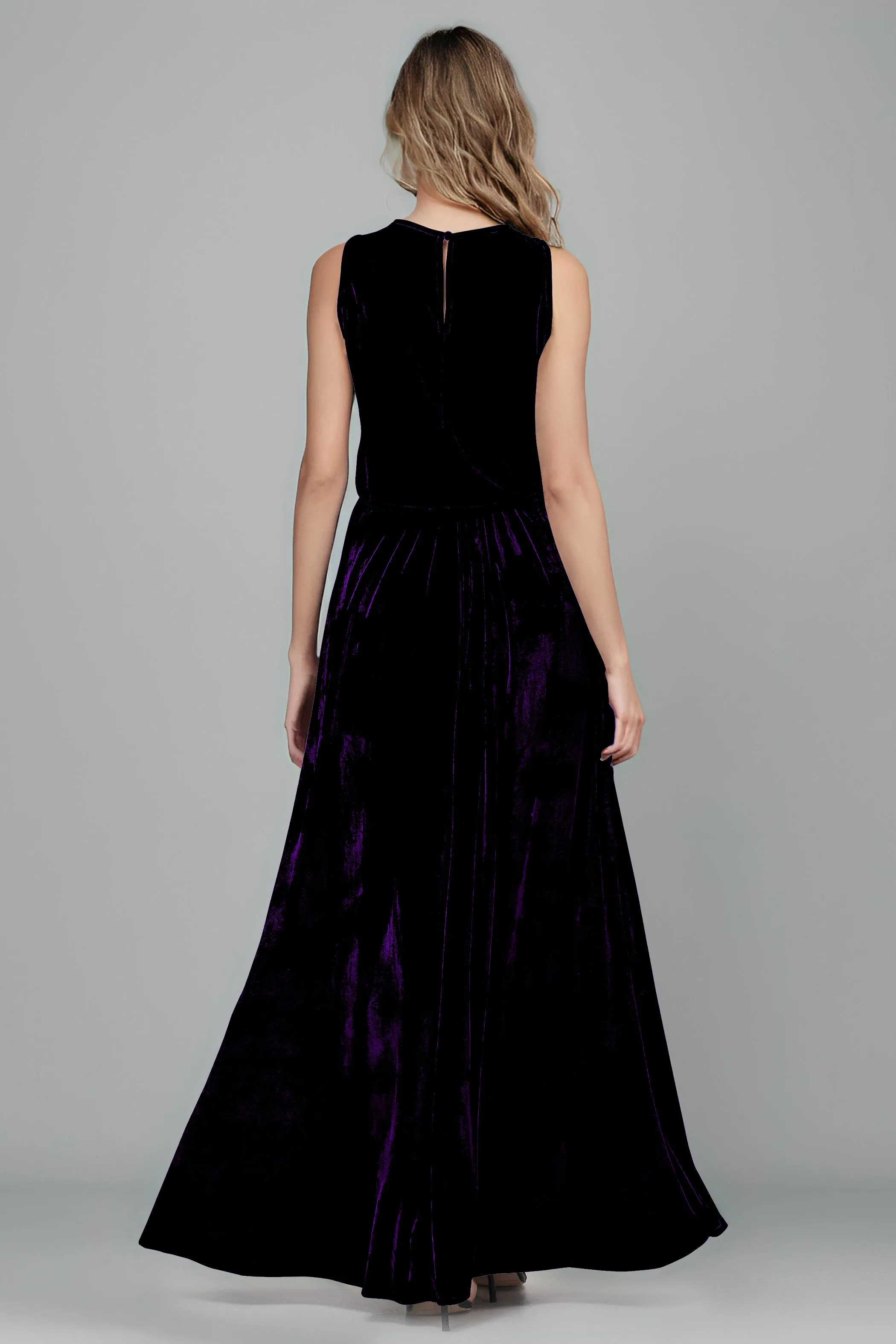 Floor Length Two-Pieces A-Line Sleeveless Velvet Bridesmaid Dresses