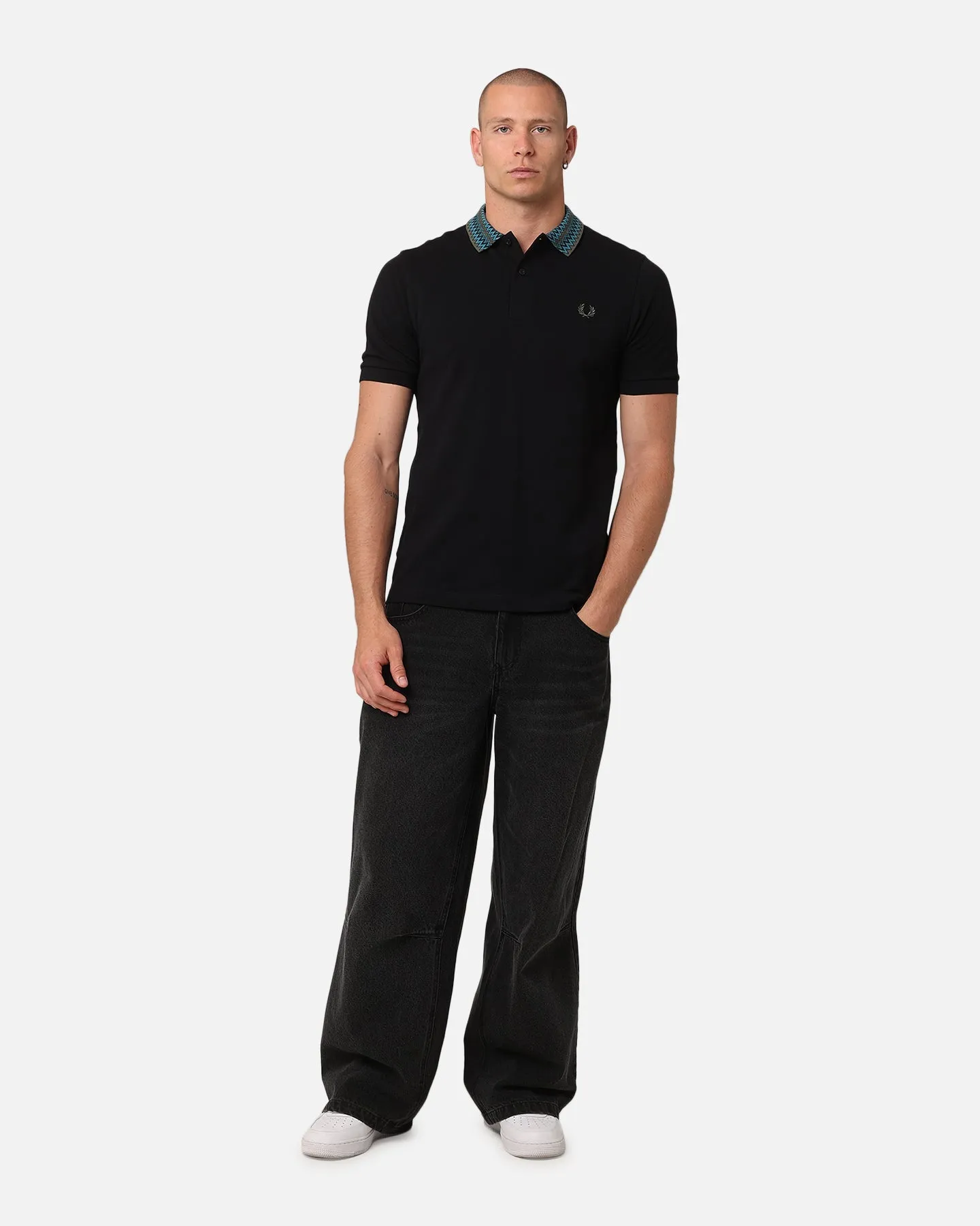 Fred Perry Jacquard Polo Shirt Black