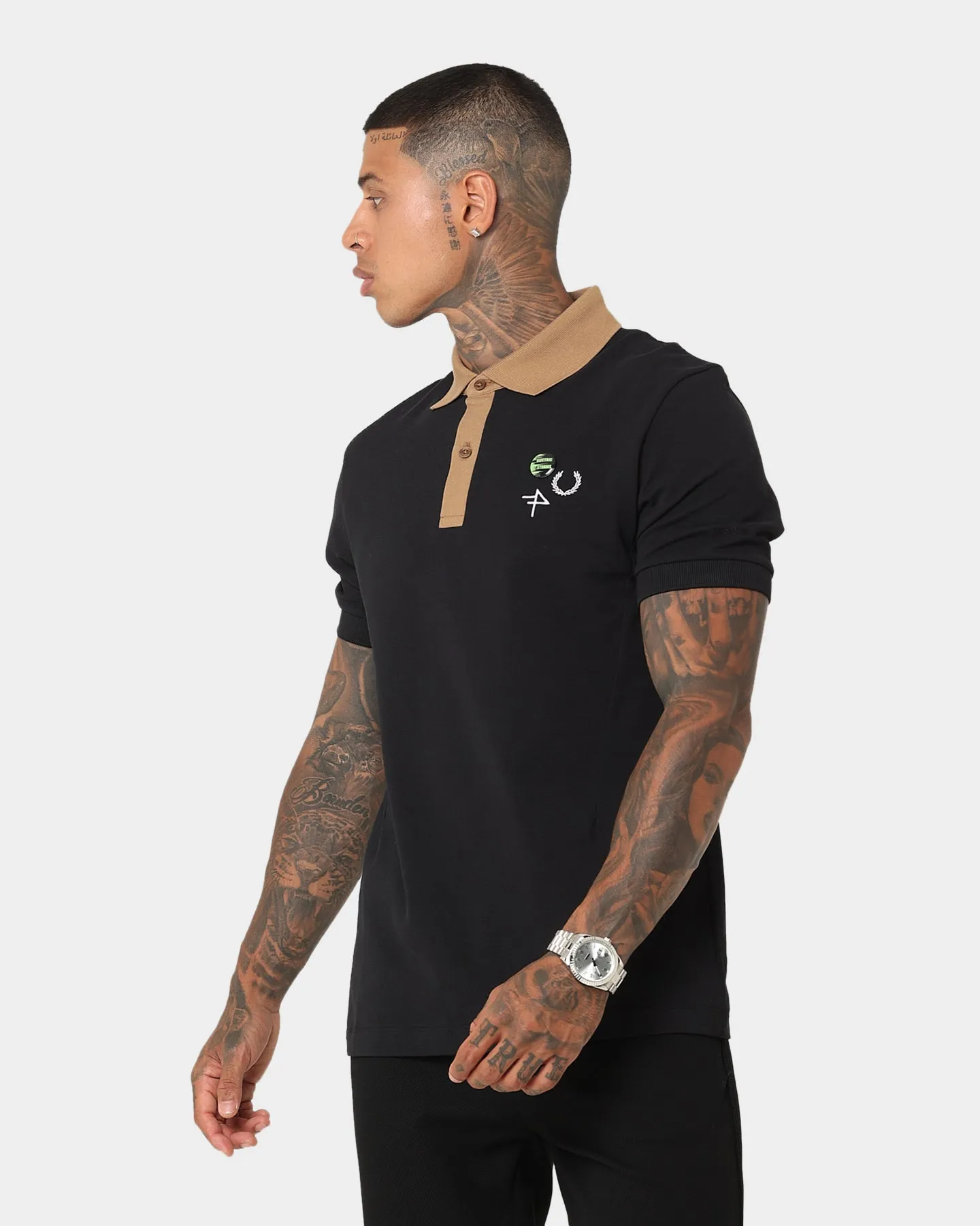 Fred Perry X Raf Simons Contrast Collar Polo T-Shirt Black