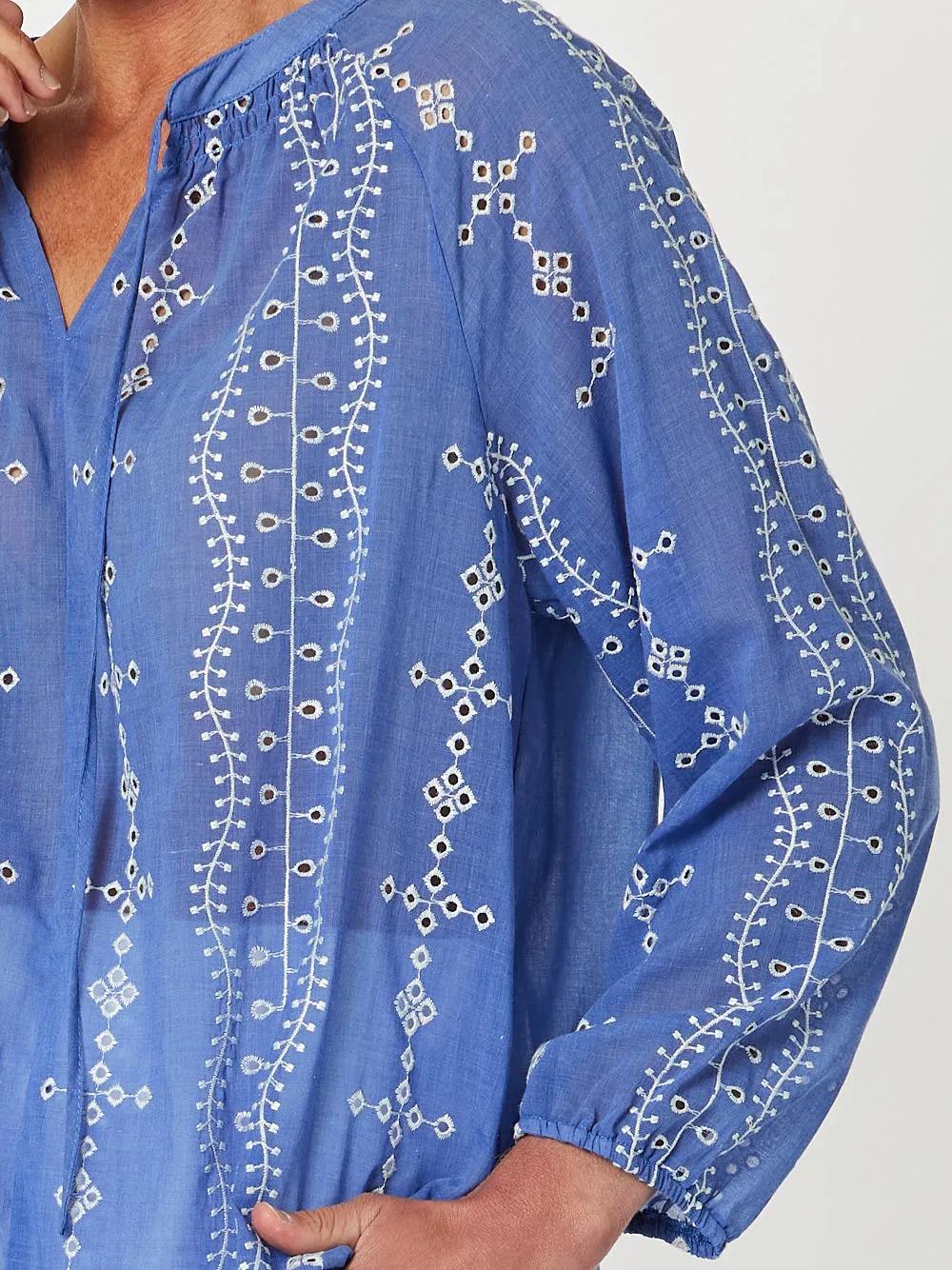 Gordon Smith Lizzy Embroidered Tunic Cornflower