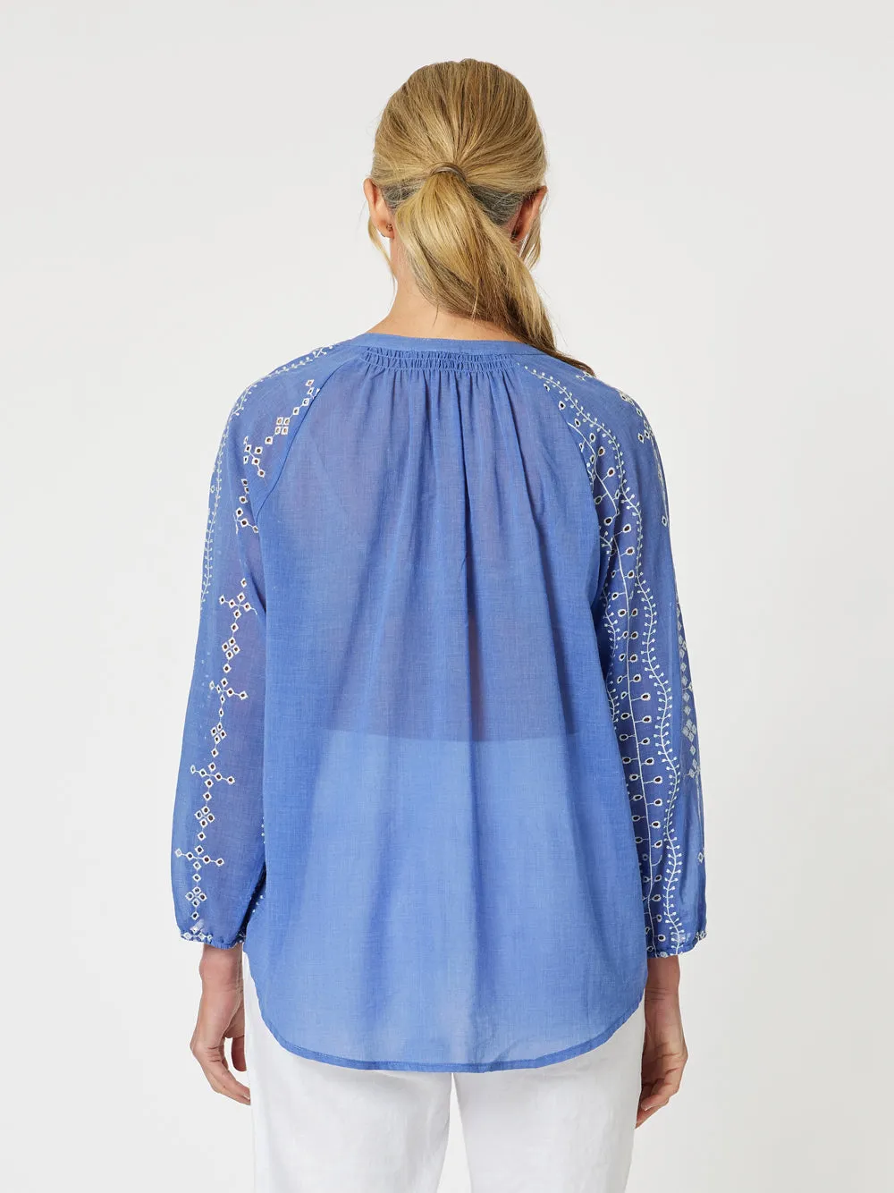 Gordon Smith Lizzy Embroidered Tunic Cornflower