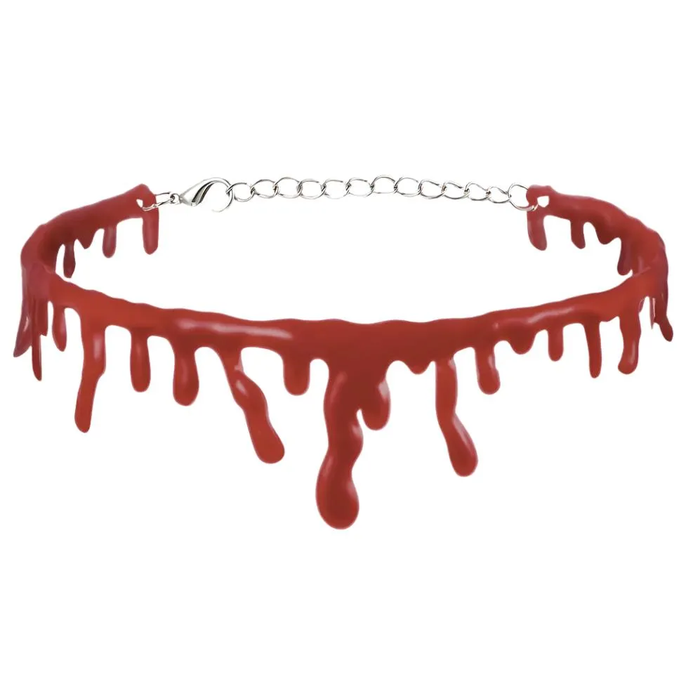 Halloween Decoration Horror Blood Drip Necklace - Fake Blood Vampire Fancy Joker Choker Costume Necklace