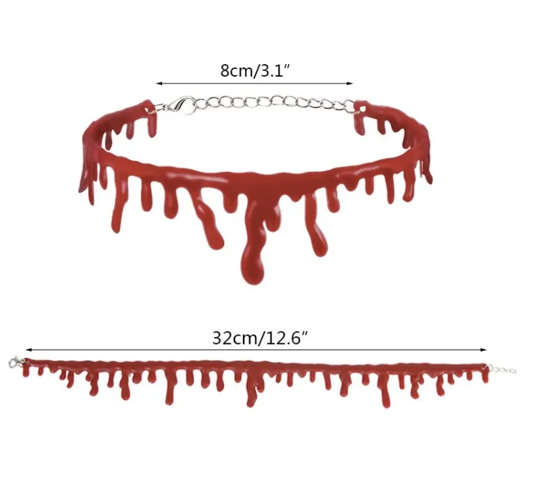 Halloween Decoration Horror Blood Drip Necklace - Fake Blood Vampire Fancy Joker Choker Costume Necklace