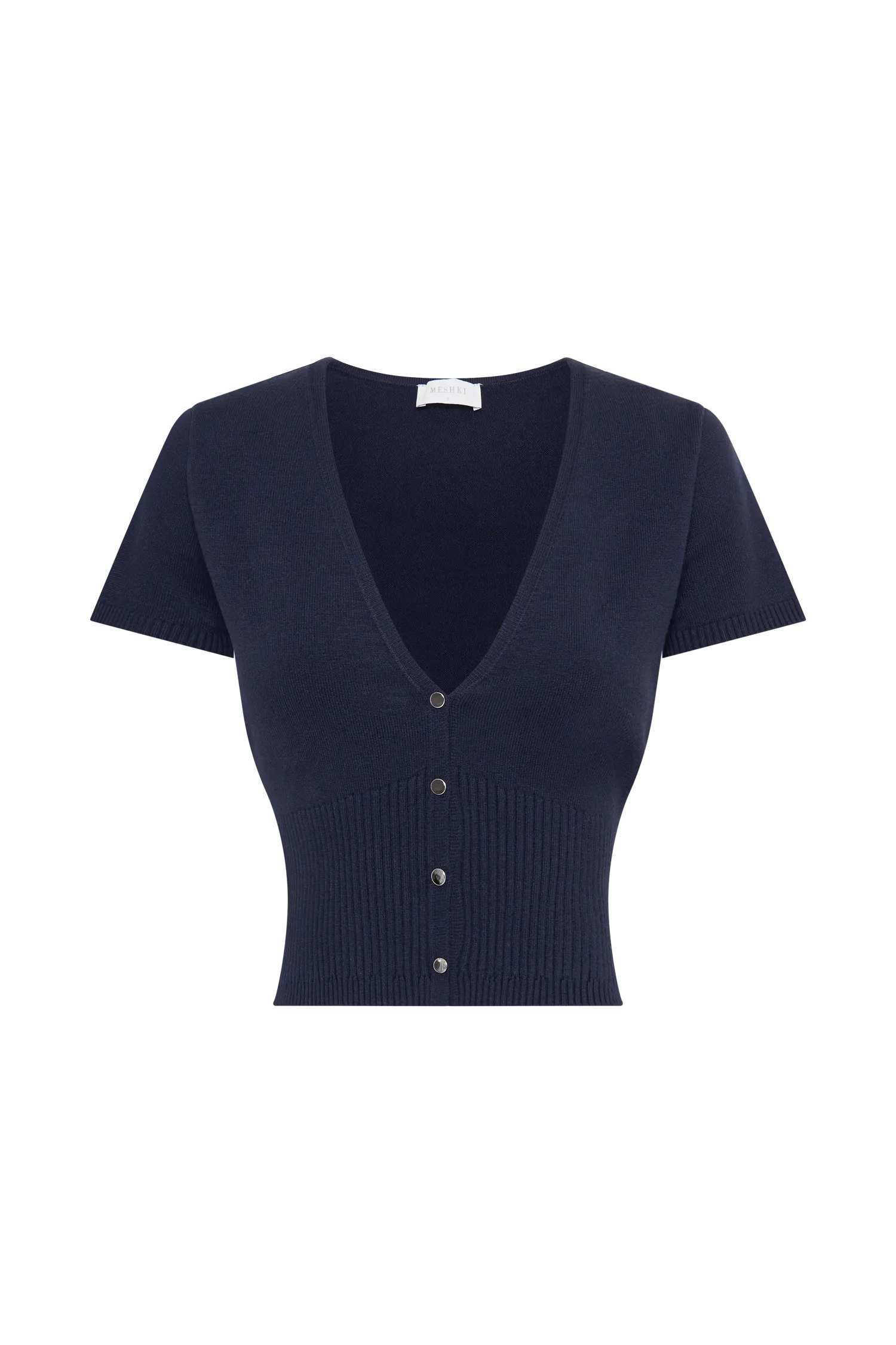 Jolene Button Up Knit Top - Navy