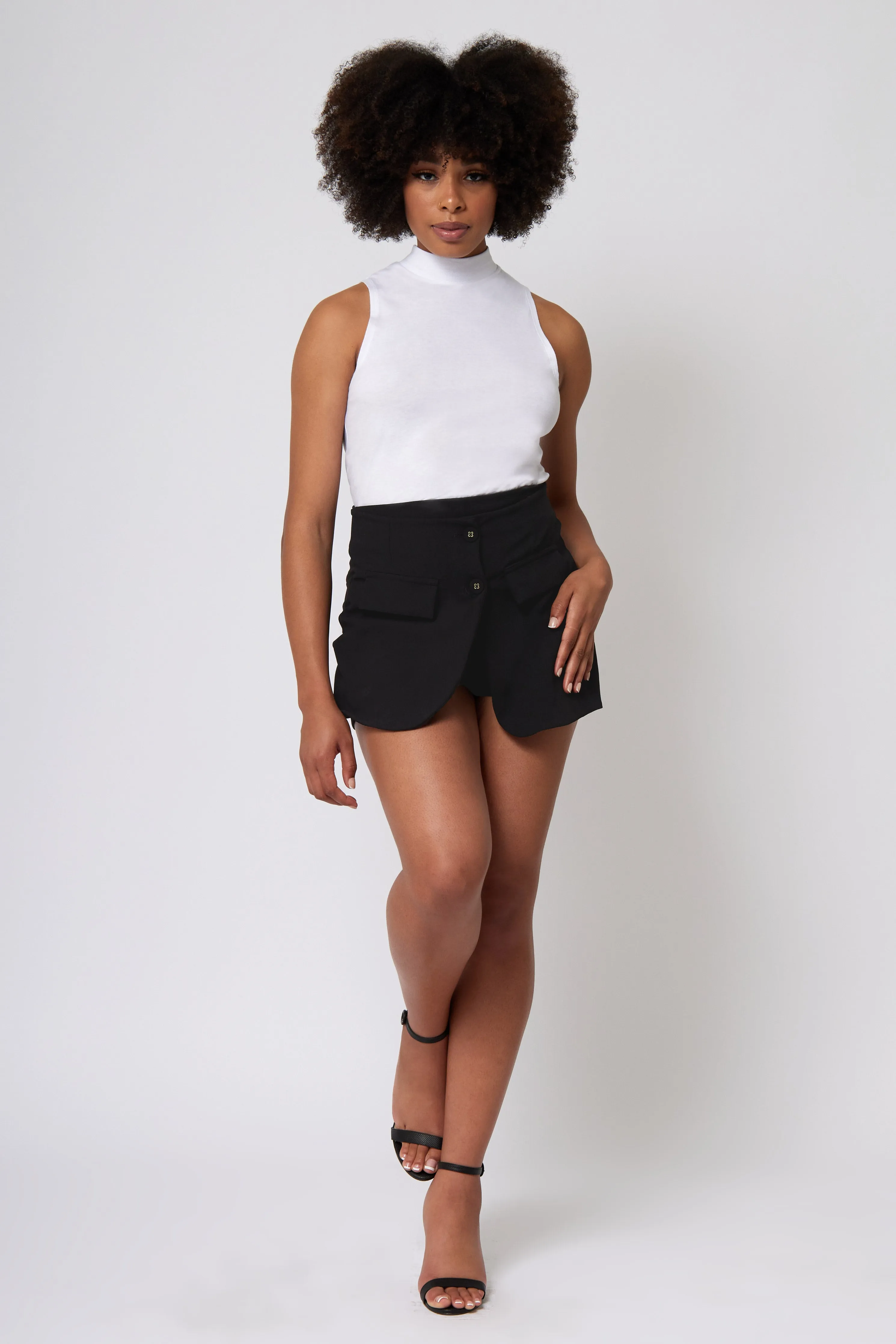 Knit Crepe Front Wrap Skort