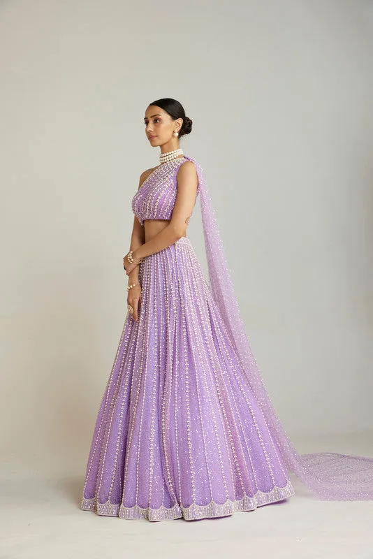 Lilac One Shoulder Lehenga Set