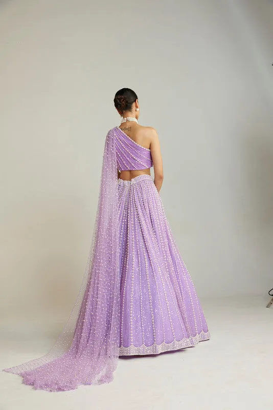 Lilac One Shoulder Lehenga Set