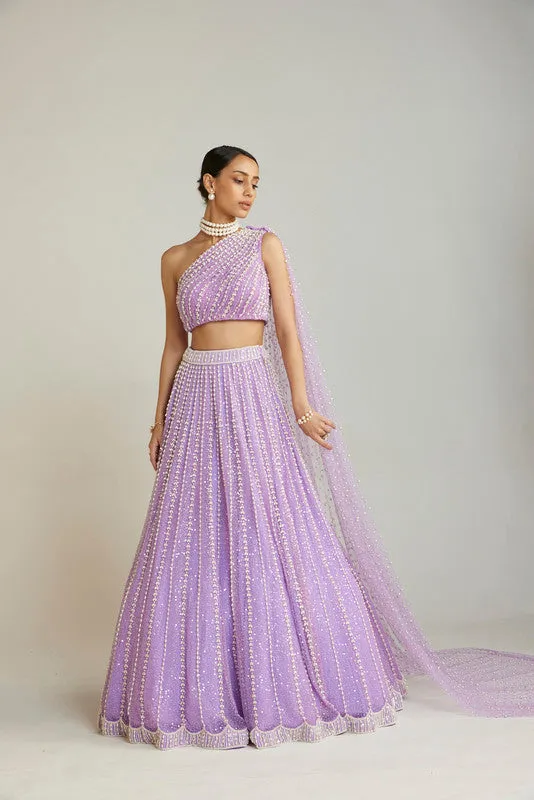 Lilac One Shoulder Lehenga Set