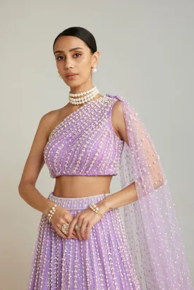 Lilac One Shoulder Lehenga Set