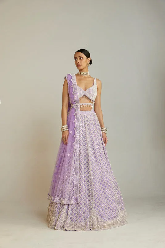 Lilac Pearl Drop Lehenga Set