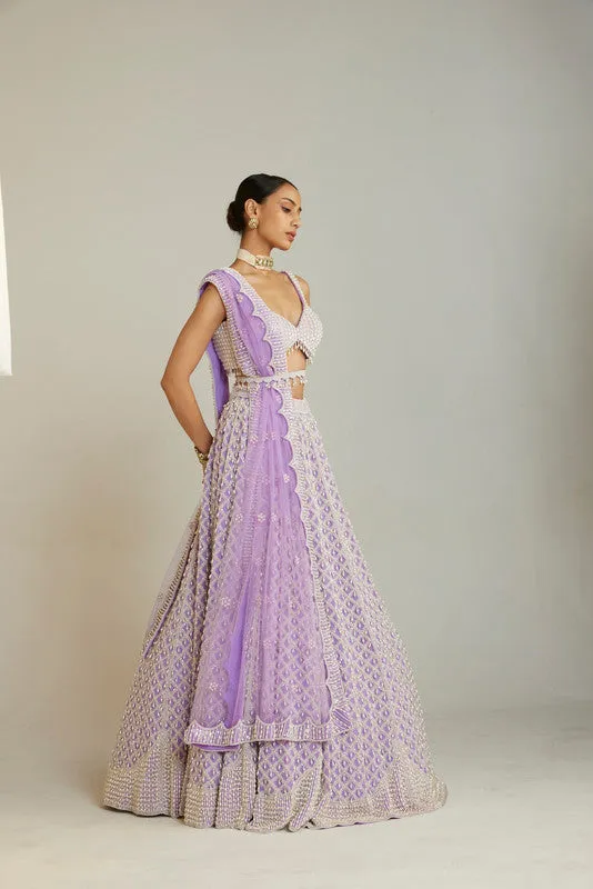 Lilac Pearl Drop Lehenga Set