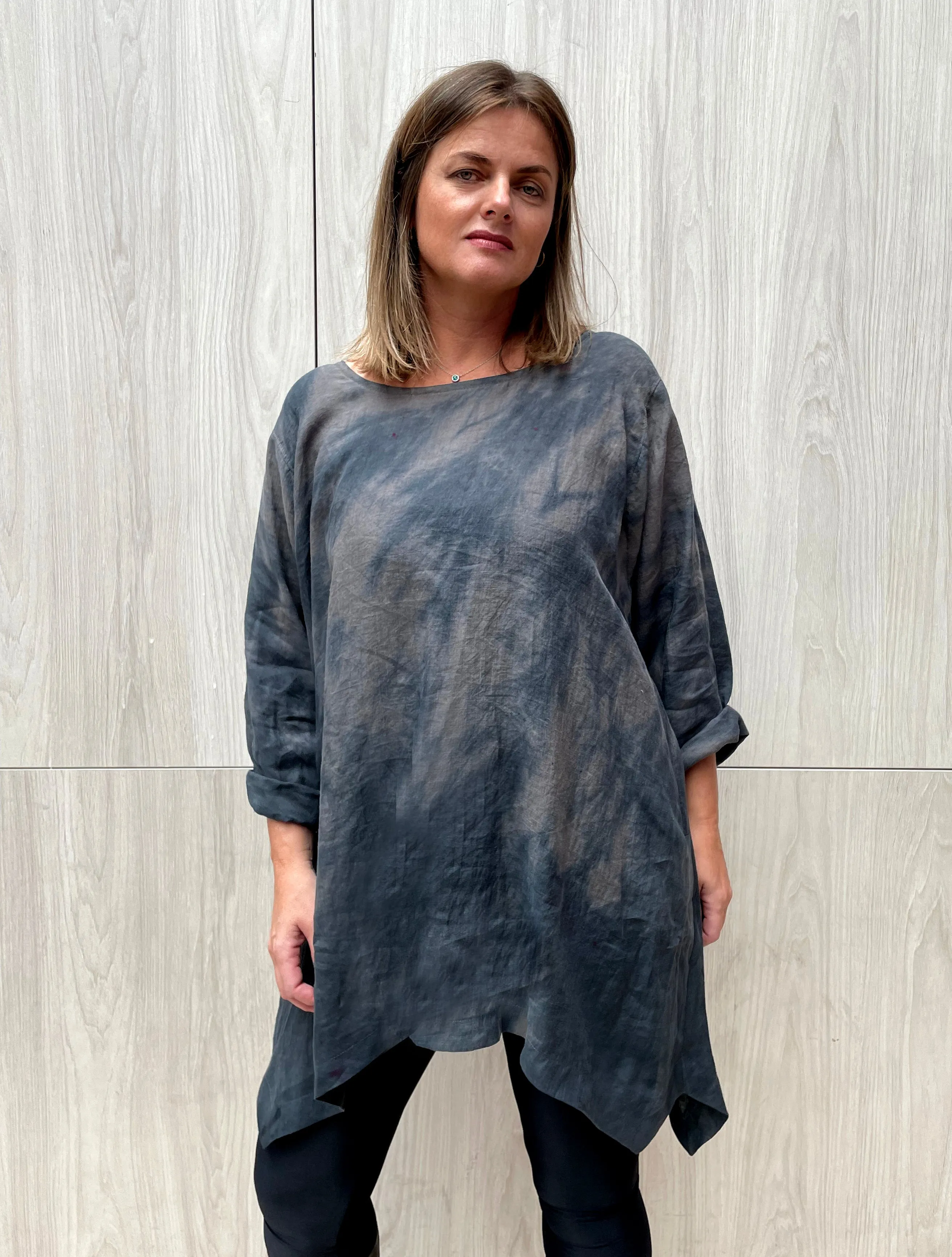 Linen Tulip Tunic In Fog Arashi