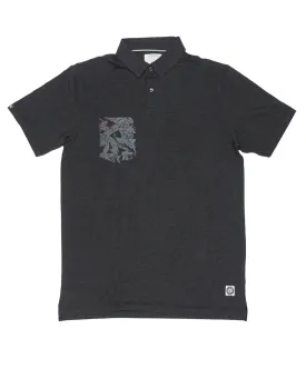 Linksoul: Drytech Printed Pocket Polo (Black Heather)