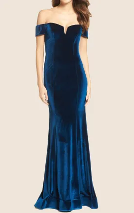 MACloth Off the Shoulder Sheath Velvet Long Prom Dress Formal Gown