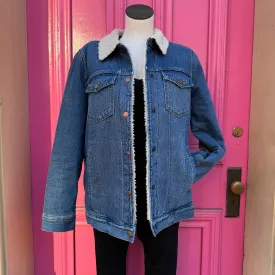 Madewell denim shearling jacket size M