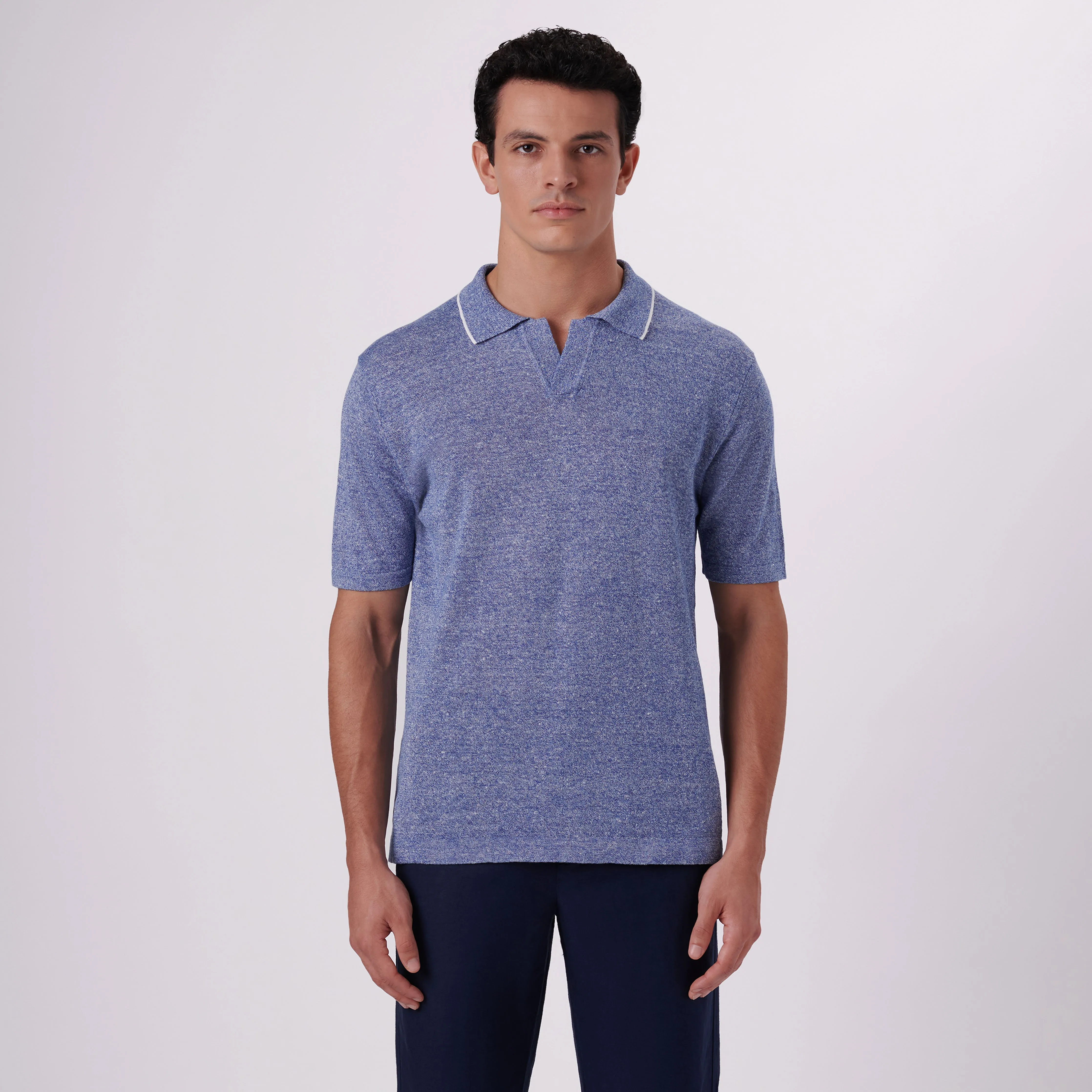 Melange Short Sleeve Riviera V-Neck Sweater