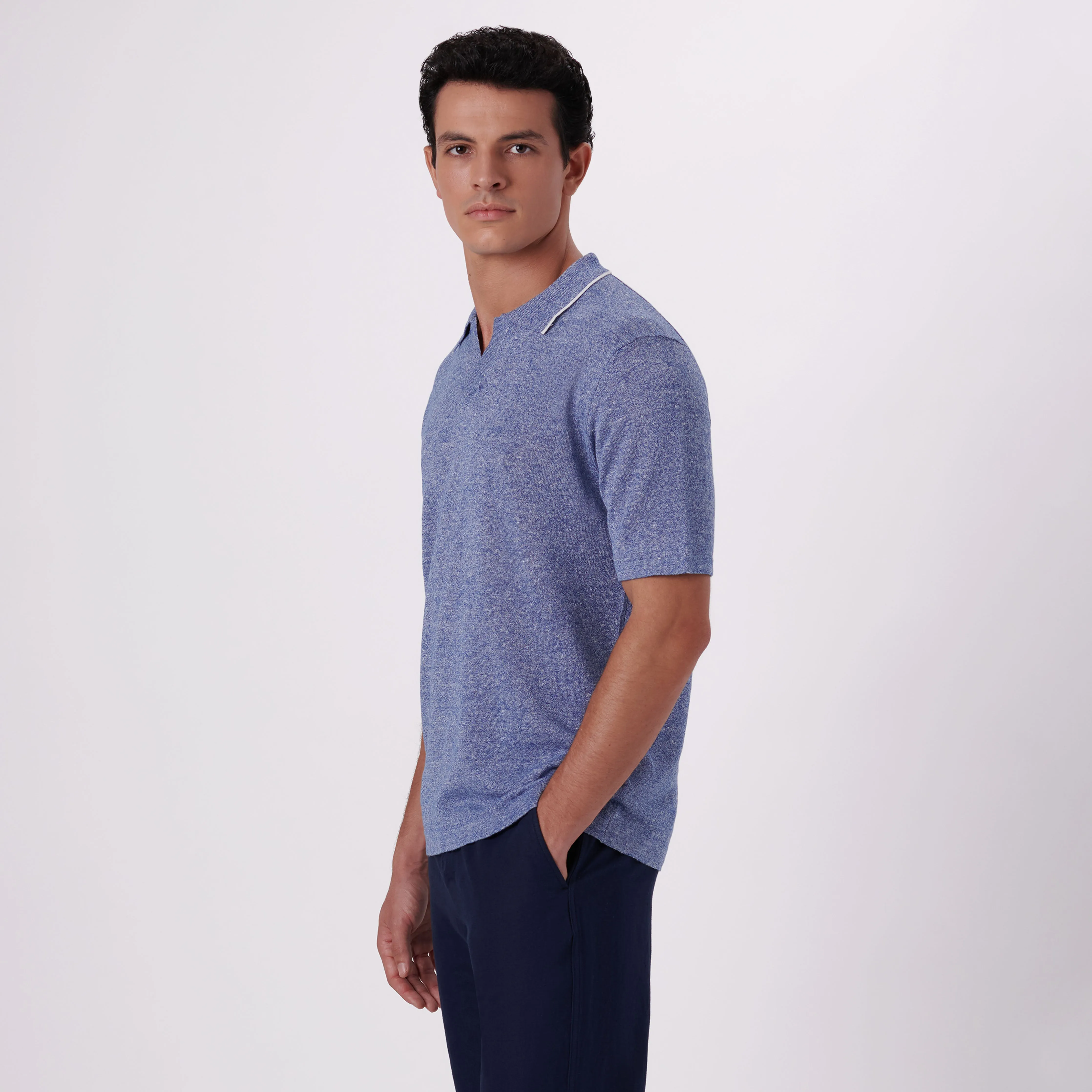 Melange Short Sleeve Riviera V-Neck Sweater