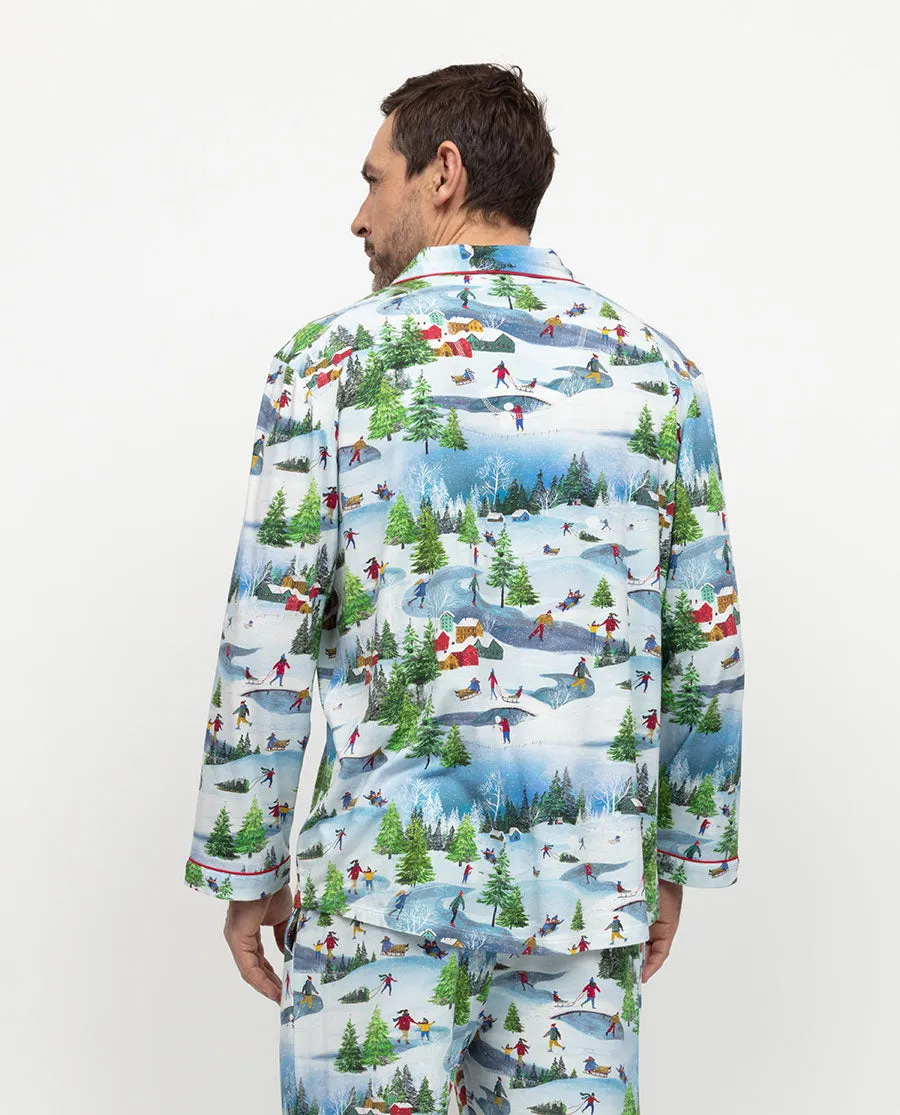 Montana Mens Winterscape Printed Jersey Pyjama Top